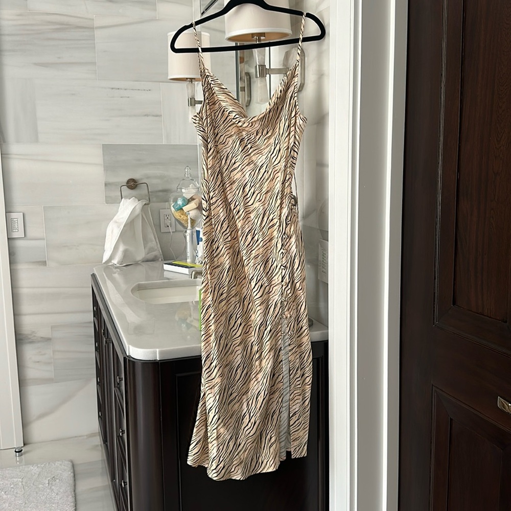 For Love & Lemons zebra print slip dress NWT